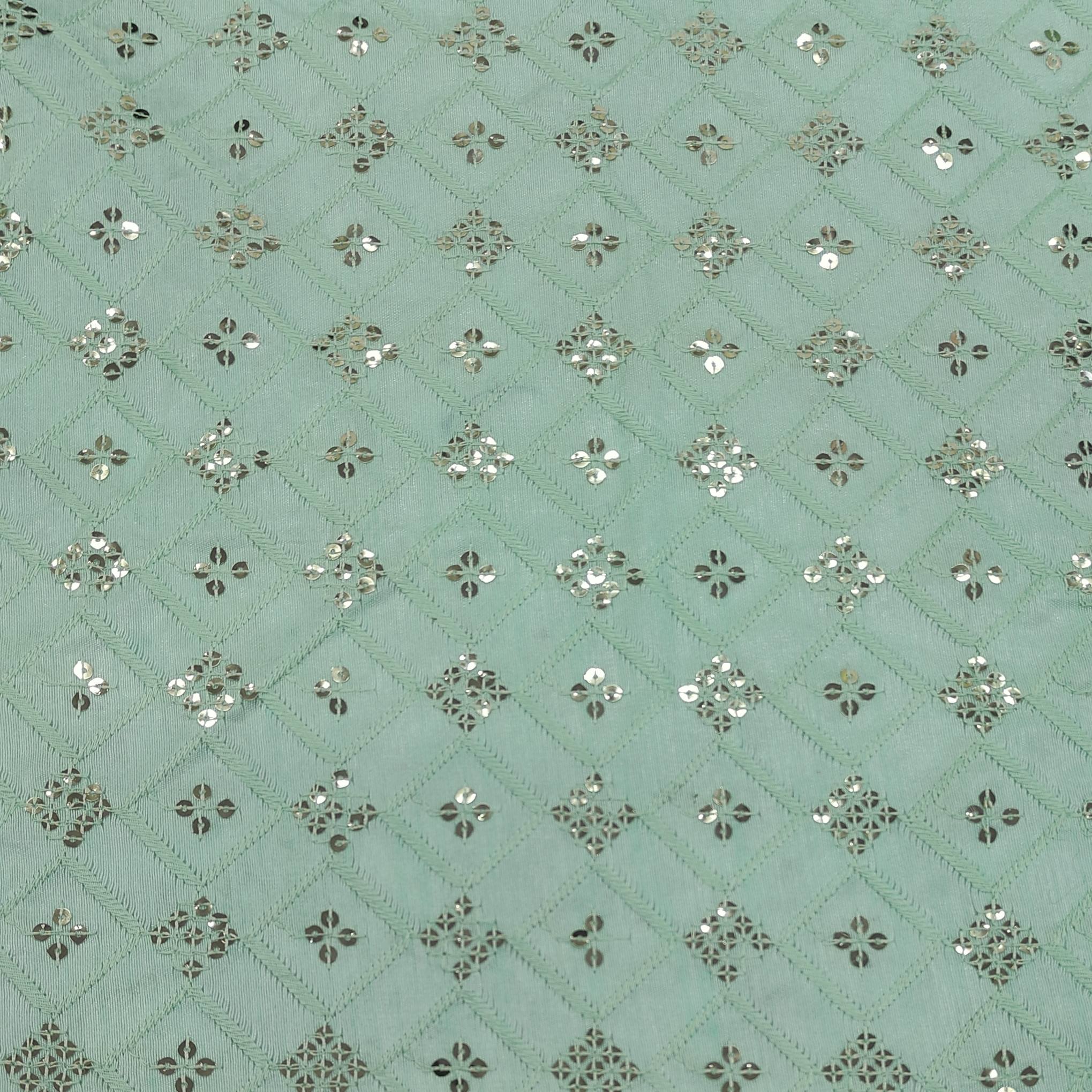 Kurta Fabric ManTire Designer Silk Embroidery Colour Mint Green